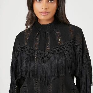 Forever 21 Black Fringe Bodysuit
